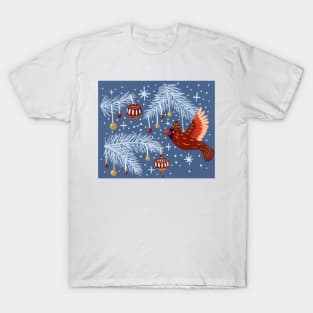 Holiday Cardinal Ornament in Gouache T-Shirt